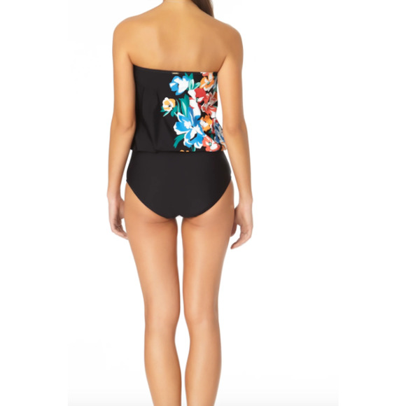Anne Cole Blouson With Keyhole One Piece Swimsuit Black Size 6 NWT - Picture 2 of 3